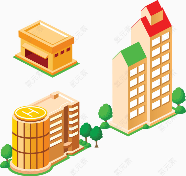 矢量橙色建筑