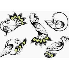 矢量黑色小鸟的翅膀