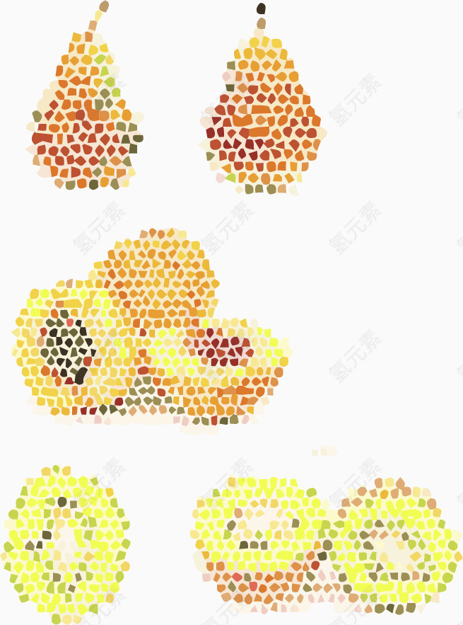 矢量马赛克水果一组