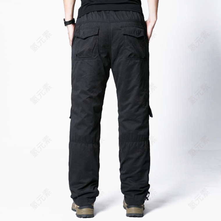 新品冬裤男多口袋工装裤背面