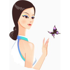 矢量手绘古典美女