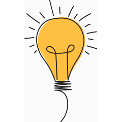 卡通矢量黄色发光灯泡