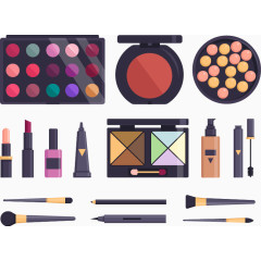 矢量卡通多种化妆品组合