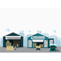 卡通物流仓库图片素材