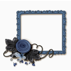 蓝色花装饰相框