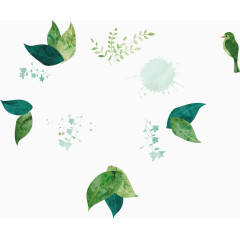 绿色的叶子与枝头的鸟儿