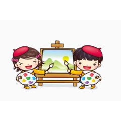 画画中的卡通小孩