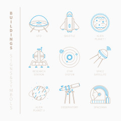 简洁线性图标设计矢量素材