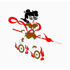 卡通哪吒脚踩风火轮