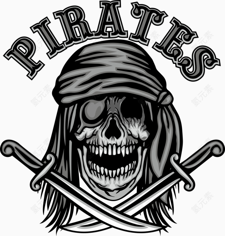 矢量海盗骷髅和小刀