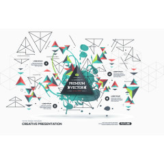 时尚三角形商务宣传单矢量图