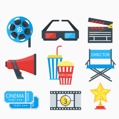 矢量扁平电影相关素材