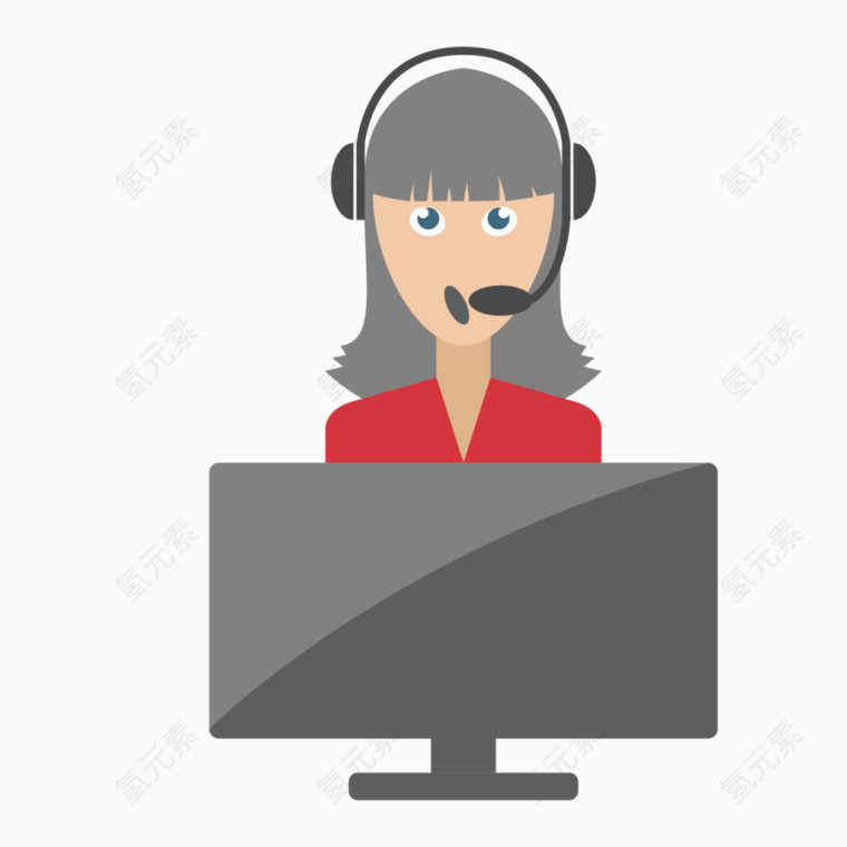 矢量卡通女子客服