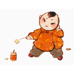 春节童年印象插画