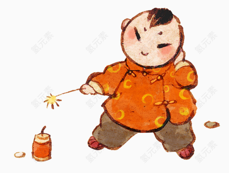 春节童年印象插画