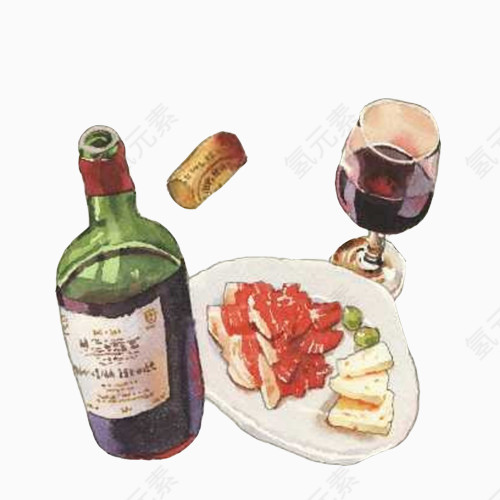 西方美食手绘画素材图片
