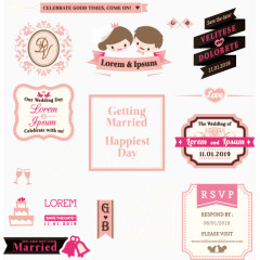 童趣婚礼标签矢量素材