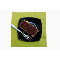 餐盘里的巧克力蛋糕