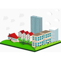 矢量手绘3D建筑