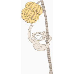 矢量小猴子摘香蕉
