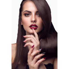 红唇美甲模特美女