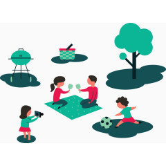 矢量家庭野餐插图