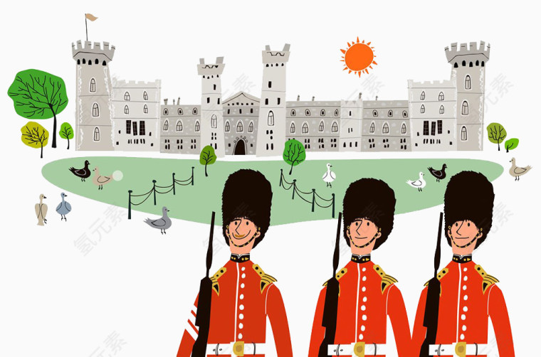 城堡建筑物和军人