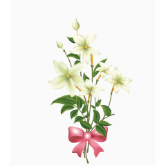 淡雅手绘蝴蝶结百合