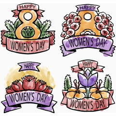 水彩花朵三八节海报