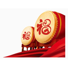 中国风大红色锣鼓