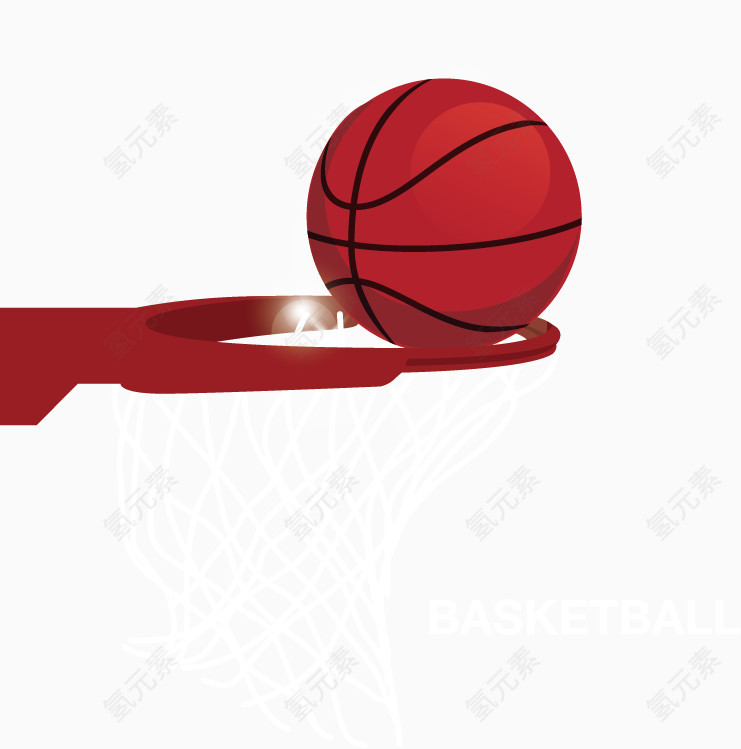 篮球和篮筐卡通矢量图