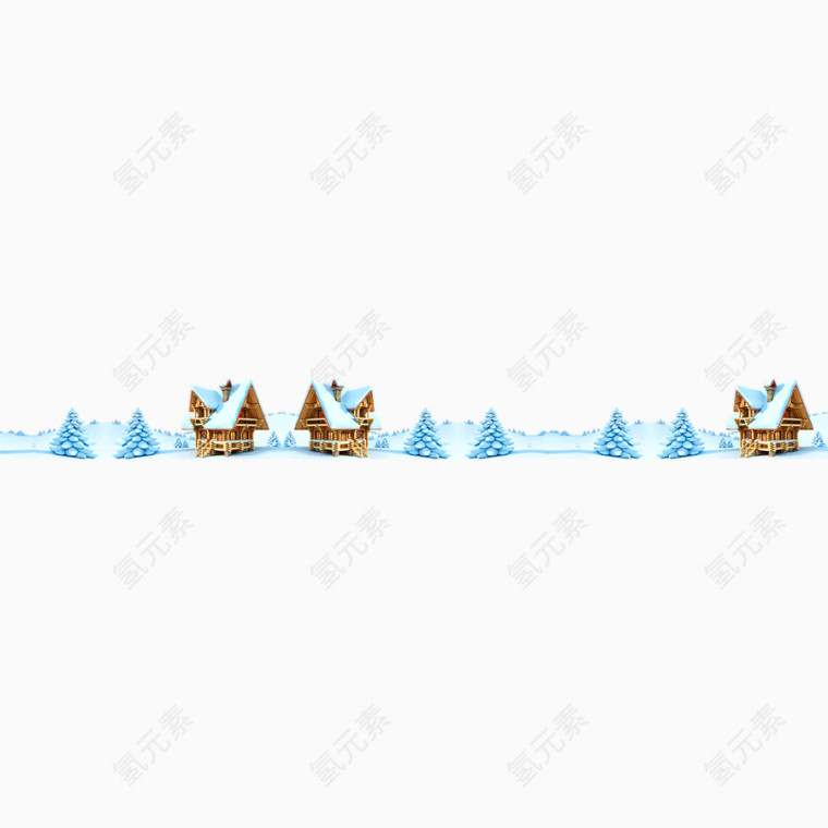 童话雪房子矢量图