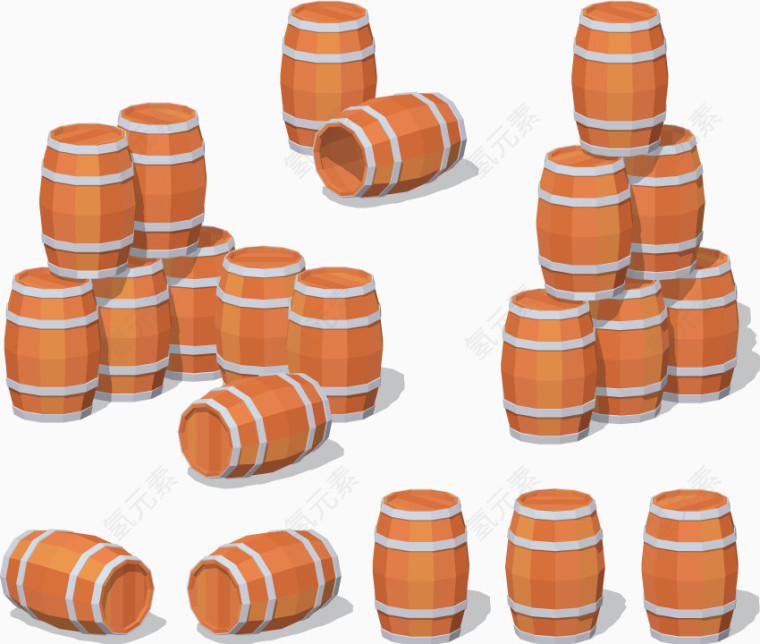 数量很多的木桶矢量