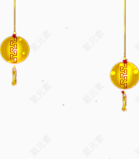 两个黄色喜庆灯笼