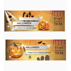 矢量手绘万圣节banner标签