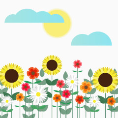 矢量扁平春季花朵插画