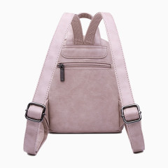 粉色纯色铆钉编织双肩包背面