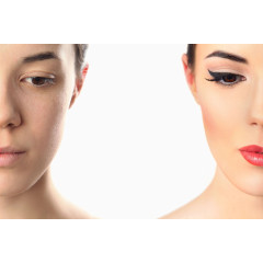 美容化妆对比的美女