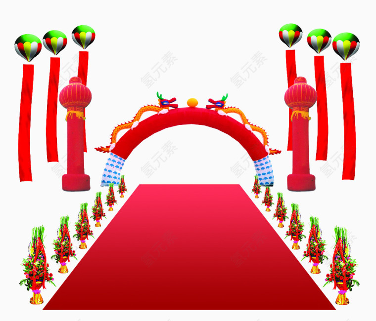 红色气球拱门开业庆典