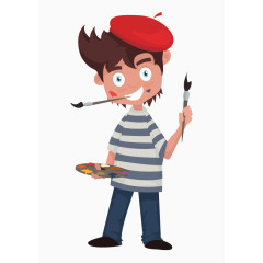 画家扁平化职业卡通矢量图