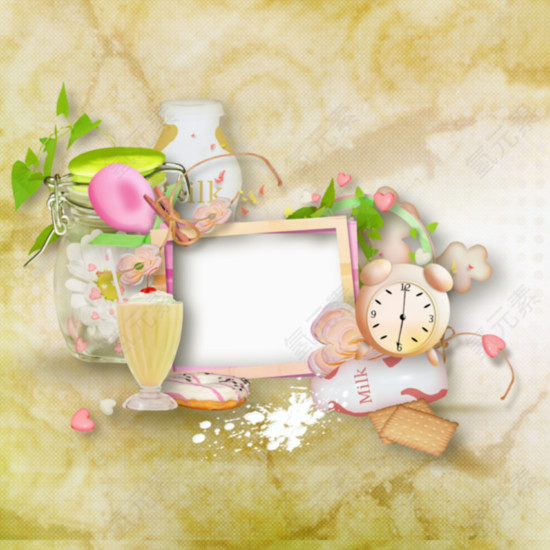 牛奶钟表相框