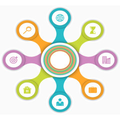 花朵盛开形PPT信息图表矢量