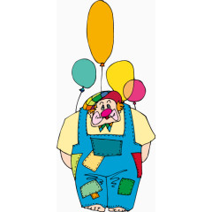 拿着彩色氢气球补丁小丑矢量