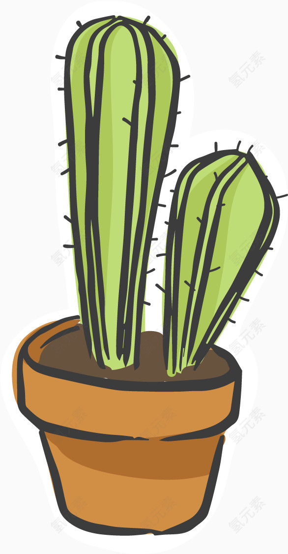 手绘装饰仙人掌