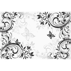 墨色花纹png素材