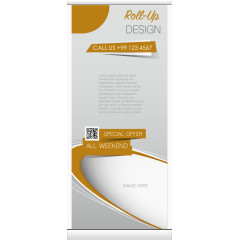 矢量褐色曲线标签展架