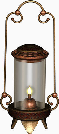 卡通老式手提煤油灯