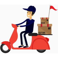 卡通快递员小哥送快递