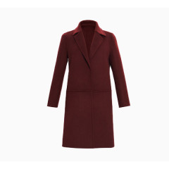 酒红色呢大衣