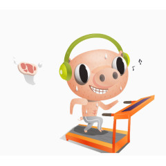 小猪跑步高清免扣素材